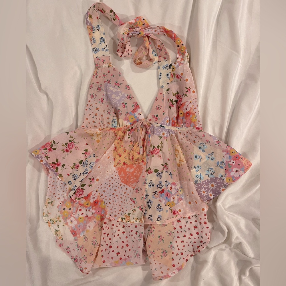 SHEIN fun floral patchwork tank • adorable pattern • size L • never worn